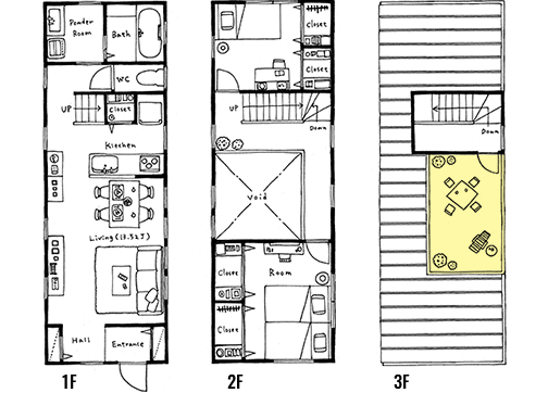 ライフレーベル（LIFE LABEL） ブランド ゼロキューブ ミニ スカイバルコニー（ZERO-CUBE MINI +SKY BALCONY）間口2間タイプ 2LDK間取り